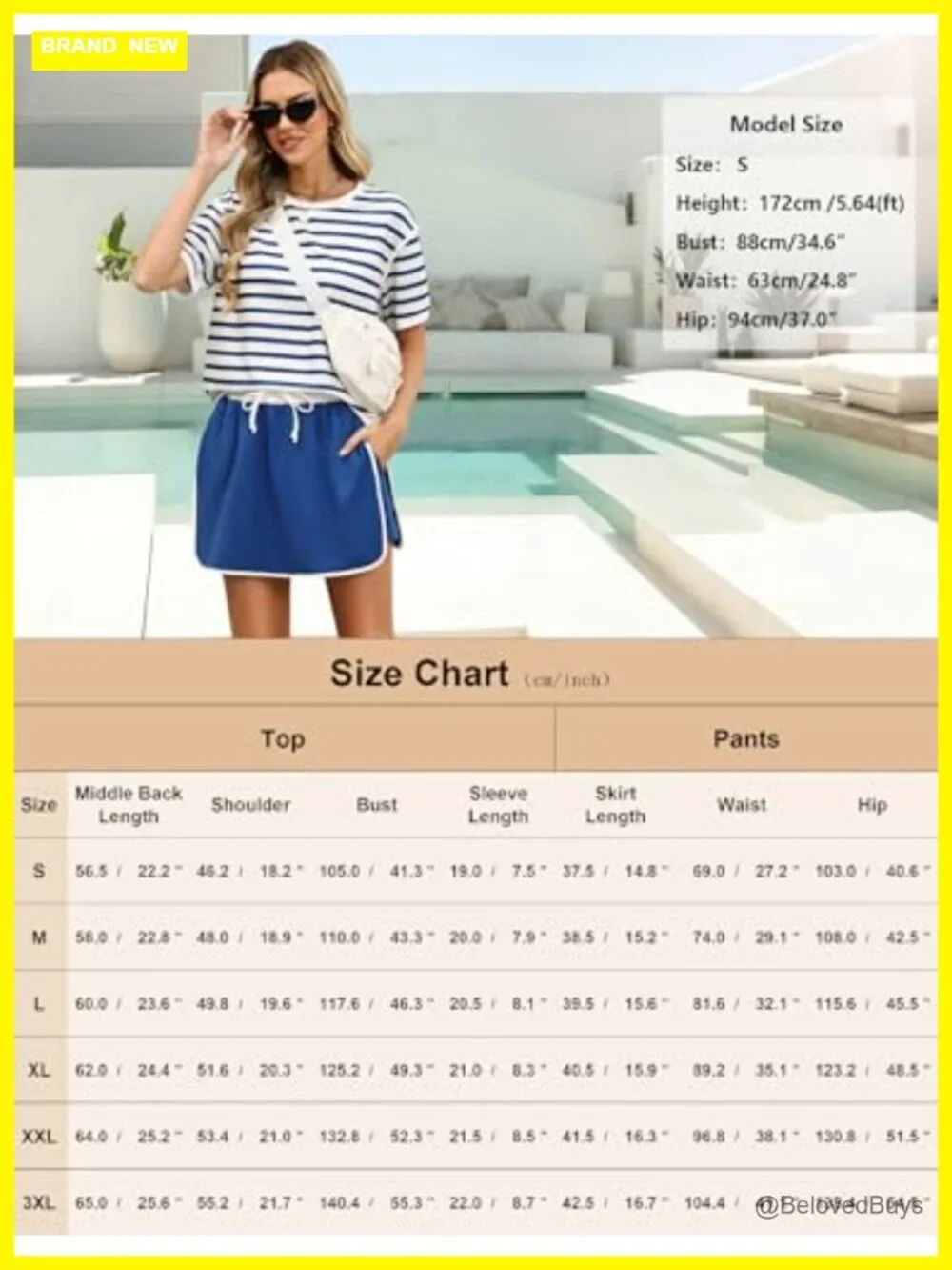 Women's Color Block T-Shirt Skort Set with Pockets Matching Lounge Set